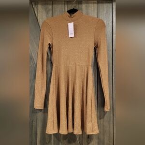 Wild Fable glitter bronze long-sleeve dress XS